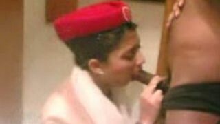 Cute Arab mom works as a stewardess and blows the pilot's stiff dick