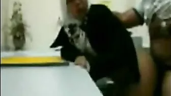 Real office sex of amateur Arab mom and her lustful boss at work