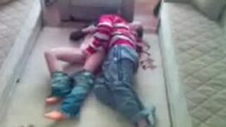 Young Arab mom lies on the carpet and has her vagina plowed by BF