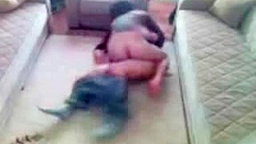 Young Arab mom lies on the carpet and has her vagina plowed by BF