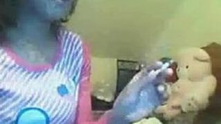 Arab webcam mom smokes and demonstrates her perky breasts on cam