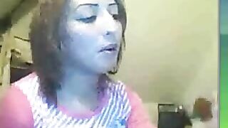 Arab webcam mom smokes and demonstrates her perky breasts on cam