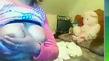 Arab webcam mom smokes and demonstrates her perky breasts on cam