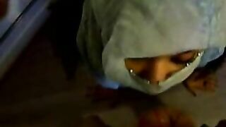 Homemade Arab video of cute babe getting ready to be facialized