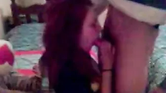 Skillful mom shows tits and gets on the knees to blow Arab pecker