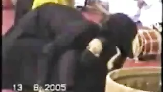 Muslim husband sticks dick into his Arab wife's twat from behind