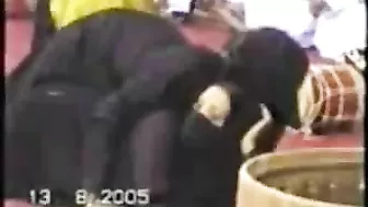 Muslim husband sticks dick into his Arab wife's twat from behind