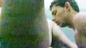 Young dude joins busty Arab mom in the shower and fucks her there