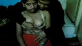 Older brother's friends play with Arab chick's perky tits on cam