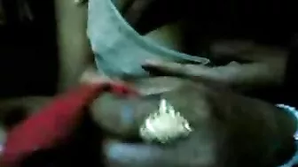 Older brother's friends play with Arab chick's perky tits on cam