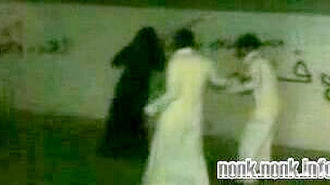 Lustful Arab students see and grope slim Muslim moms on the way home