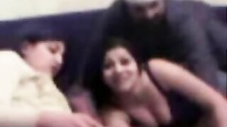 Lustful Arab man plays with two cute babes ready to fuck them both