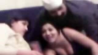 Lustful Arab man plays with two cute babes ready to fuck them both