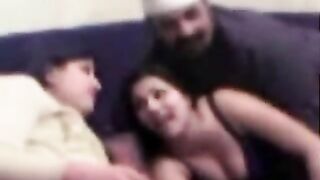 Lustful Arab man plays with two cute babes ready to fuck them both