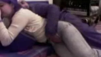 Lustful Arab man plays with two cute babes ready to fuck them both