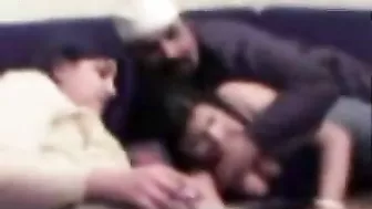 Lustful Arab man plays with two cute babes ready to fuck them both