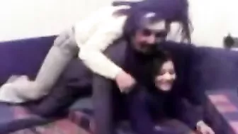 Lustful Arab man plays with two cute babes ready to fuck them both