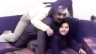 Lustful Arab man plays with two cute babes ready to fuck them both