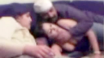 Lustful Arab man plays with two cute babes ready to fuck them both