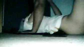 Arab slut gets on the floor and spreads legs for dude's stiff dick