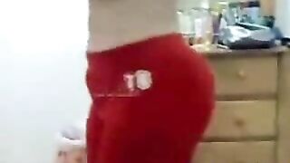 Slutty mom strips to show hubby her thick Arab booty and breasts
