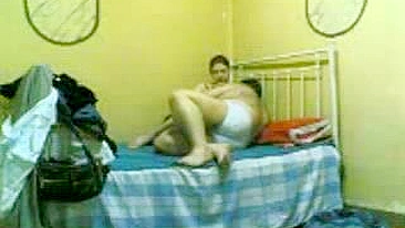 Homemade porn video of fat boss fucking Arab mom in the dark room