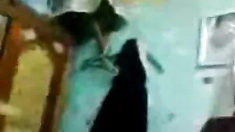 Young Muslim mom plays with her Arab boyfriend for amateur video