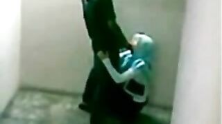 Muslim porno of Arab college slut secretly giving head after classes