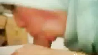 Sexy Muslim mom wraps her lips around Arab guy's dick on camera