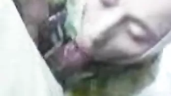 POV home video of pretty Arab mom in hijab sucking cock on camera