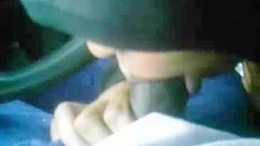 Skillful mature mom in hijab gives head to Arab hubby in the car
