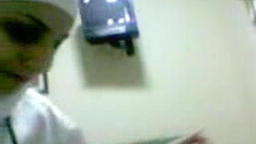 Man enjoys amateur blowjob from attractive Arab mom in white hijab