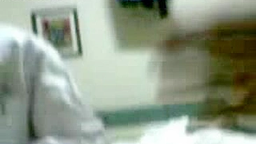 Man enjoys amateur blowjob from attractive Arab mom in white hijab