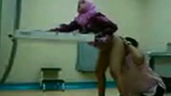 Dirty Arab gynecologist fucks cute mom from behind in the cabinet