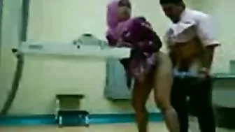 Dirty Arab gynecologist fucks cute mom from behind in the cabinet