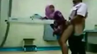 Dirty Arab gynecologist fucks cute mom from behind in the cabinet