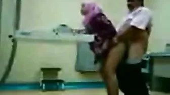 Dirty Arab gynecologist fucks cute mom from behind in the cabinet