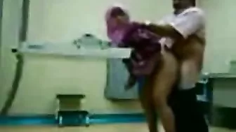 Dirty Arab gynecologist fucks cute mom from behind in the cabinet