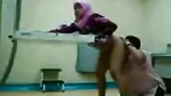 Dirty Arab gynecologist fucks cute mom from behind in the cabinet