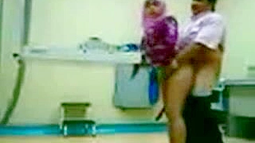 Dirty Arab gynecologist fucks cute mom from behind in the cabinet