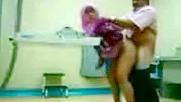 Dirty Arab gynecologist fucks cute mom from behind in the cabinet