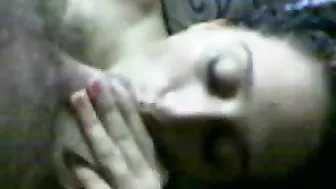 Aroused man sticks cock into the mouth of naked Arab mom in POV