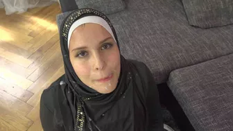 Arab with hijab went abroad to make money by playing mom in porn