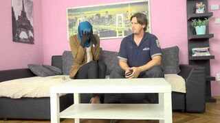 Sexy Arab woman in a blue hijab tries herself as the mom in porn