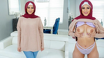 Mom with hijab closes eyes and porn partner gives dick to Arab for sex1111
