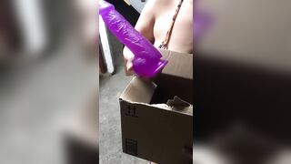 Nude busty Arab mom is keen to try her new monster toy