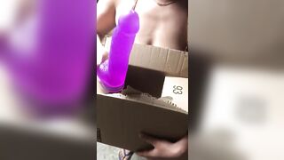 Nude busty Arab mom is keen to try her new monster toy