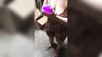 Nude busty Arab mom is keen to try her new monster toy