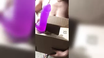 Nude busty Arab mom is keen to try her new monster toy