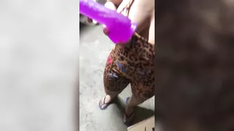 Nude busty Arab mom is keen to try her new monster toy